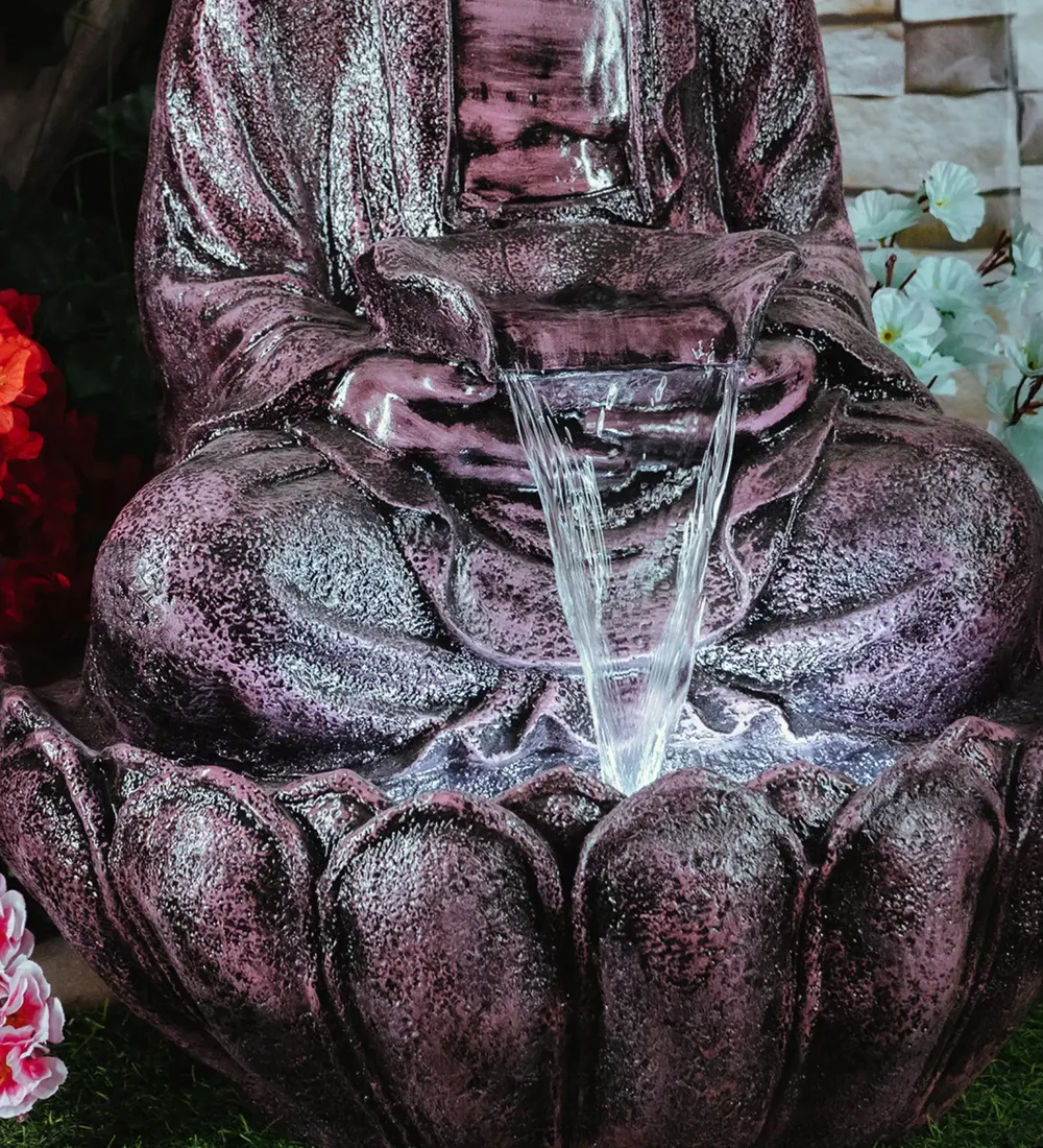 Gorgeous Bronze Lotus Buddha Water Fountain for Home