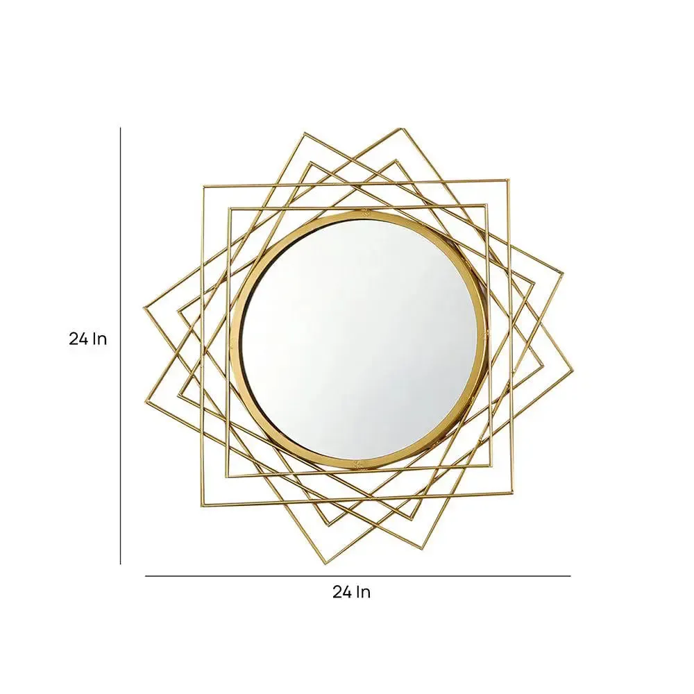 Gorgeous Criss-Cross Lines Wall Art Mirror for Living Room (Golden)