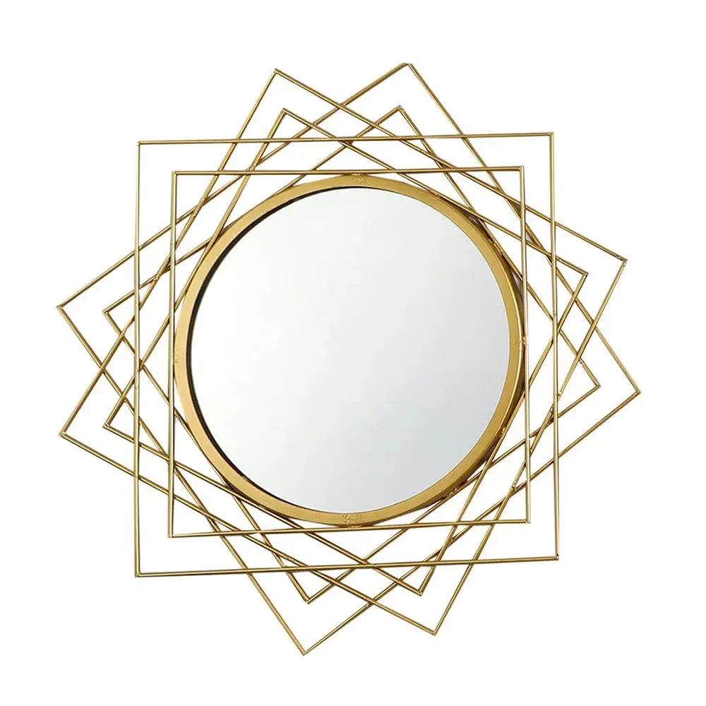 Gorgeous Criss-Cross Lines Wall Art Mirror for Living Room (Golden)