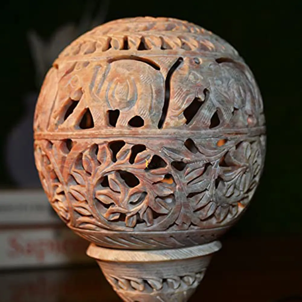 Gorgeous Dome-shaped Soapstone Table Lamp for Bedroom (Without Bulb)