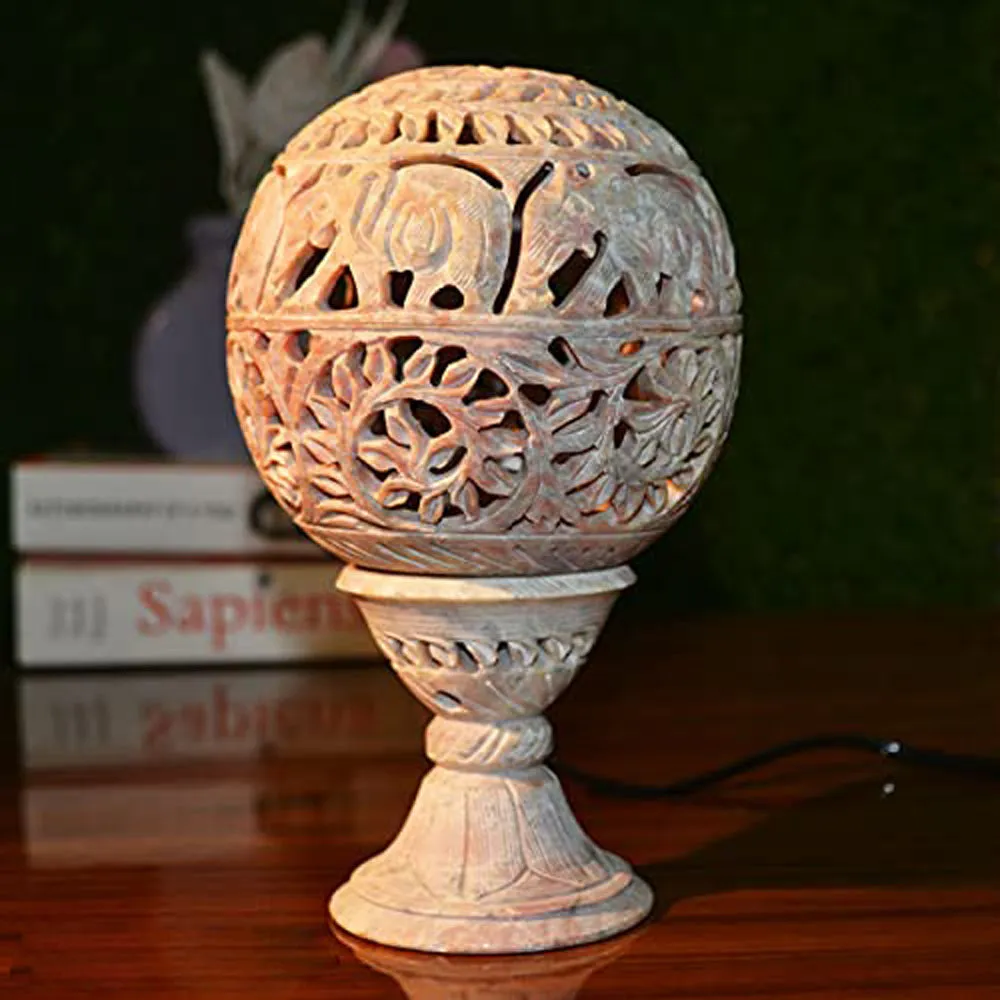 Gorgeous Dome-shaped Soapstone Table Lamp for Bedroom (Without Bulb)