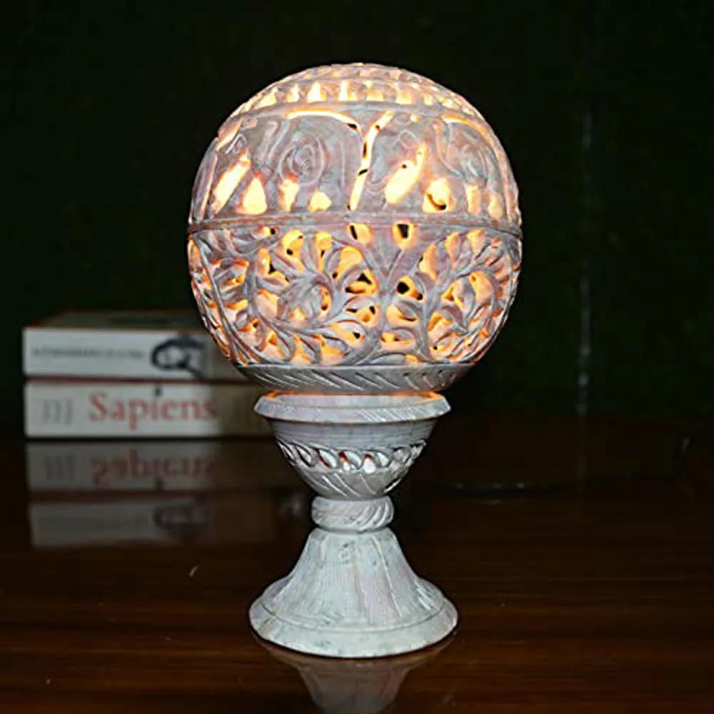 Gorgeous Dome-shaped Soapstone Table Lamp for Bedroom (Without Bulb)