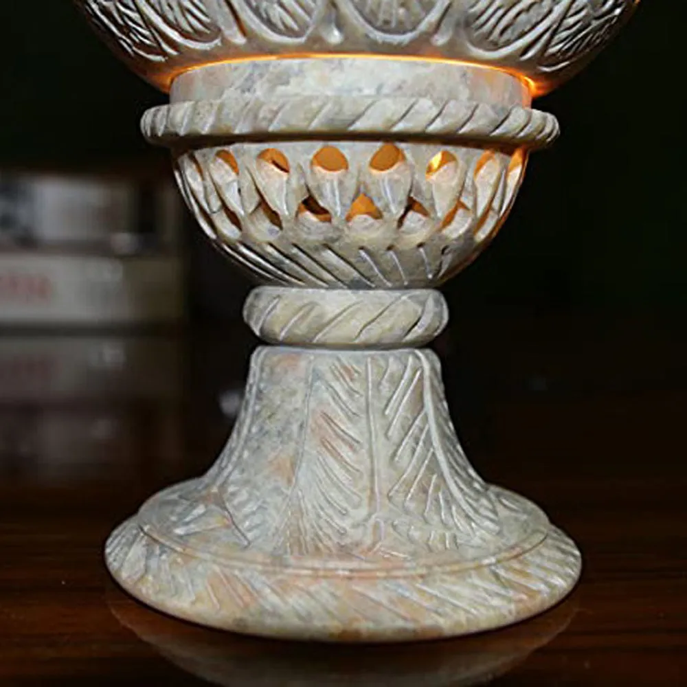 Gorgeous Dome-shaped Soapstone Table Lamp for Bedroom (Without Bulb)