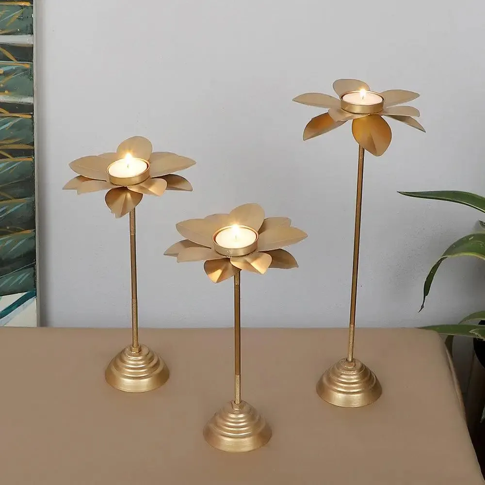 Gorgeous Five Flower Leaves Detachable Tealight Holder (Set of 3)