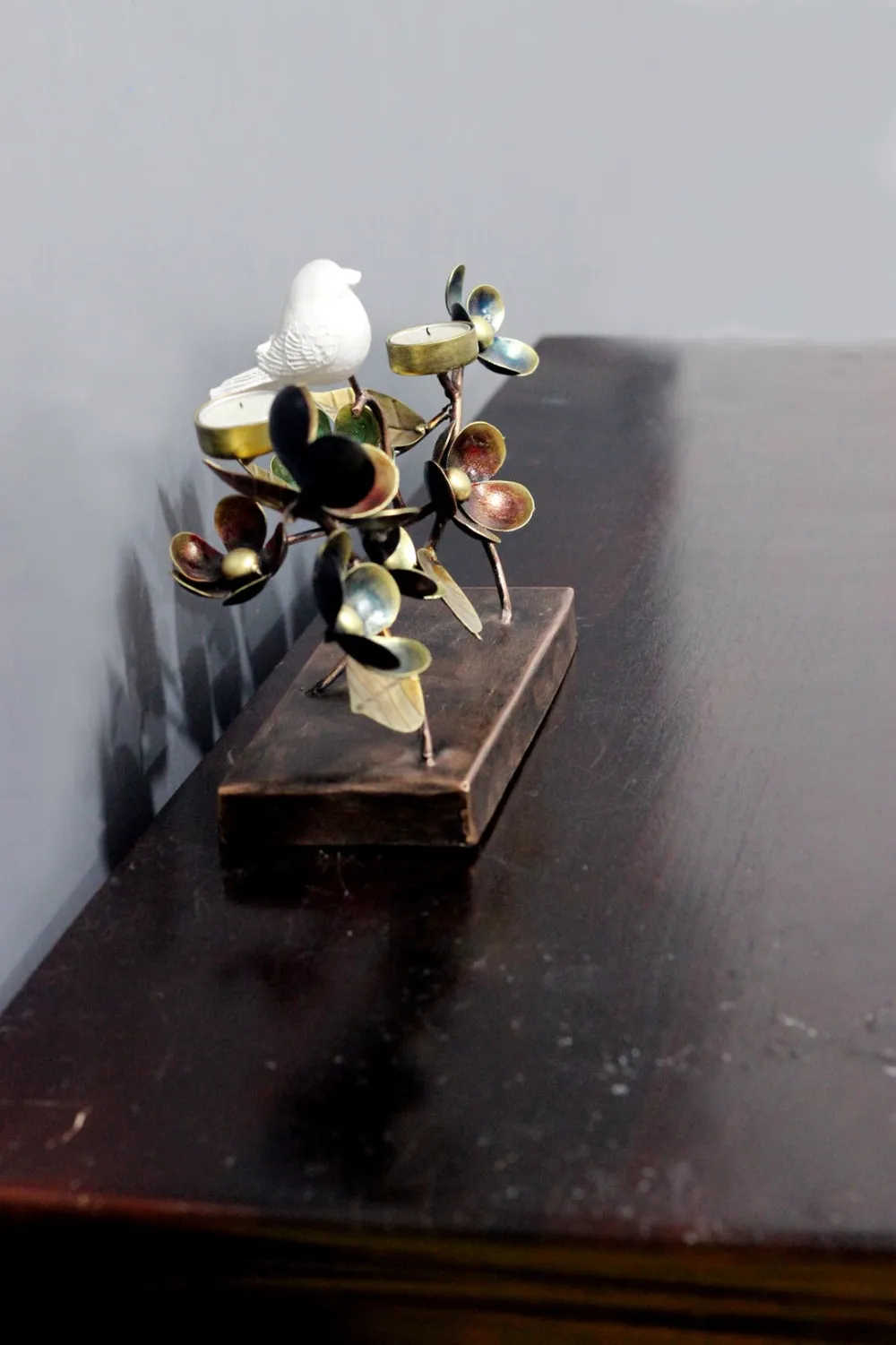 Gorgeous Floral Table Accent with Metallic Finish