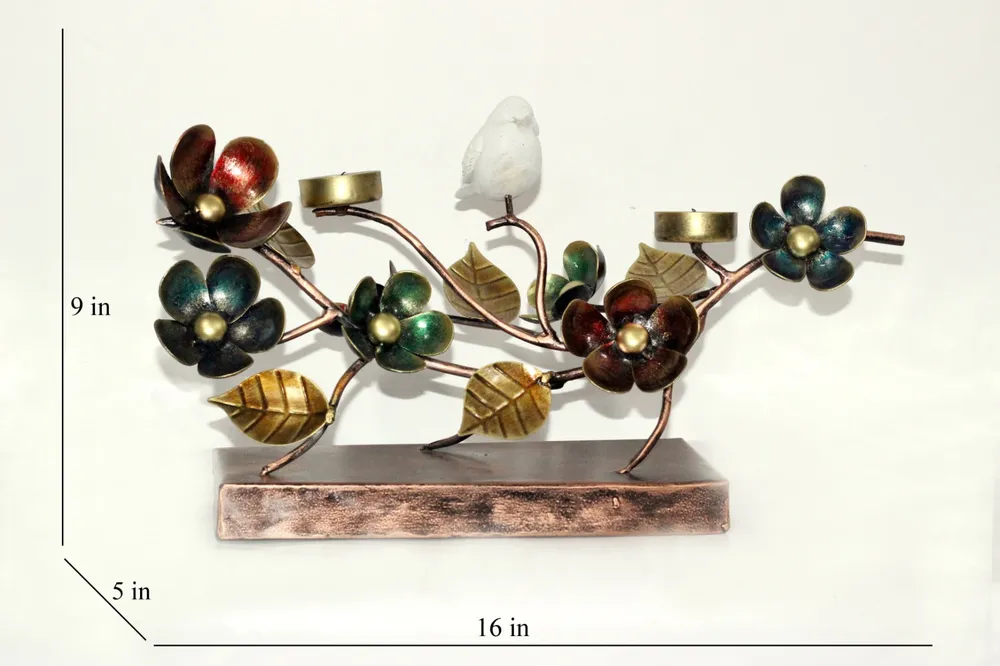 Gorgeous Floral Table Accent with Metallic Finish