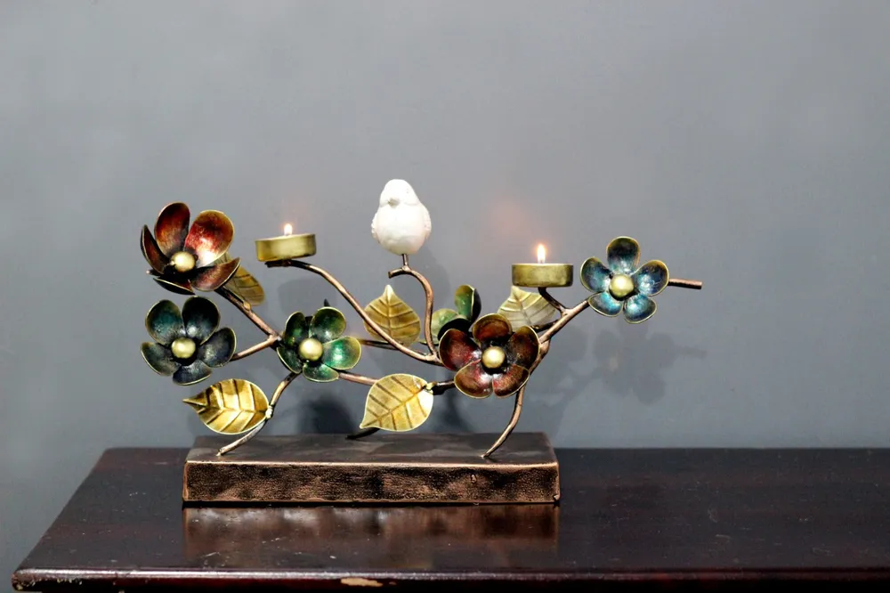 Gorgeous Floral Table Accent with Metallic Finish