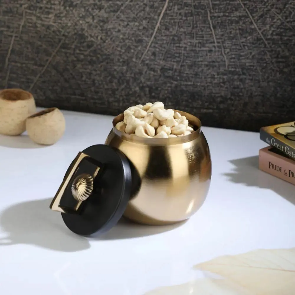 Gorgeous Golden Decorative Boxes with Black Lids