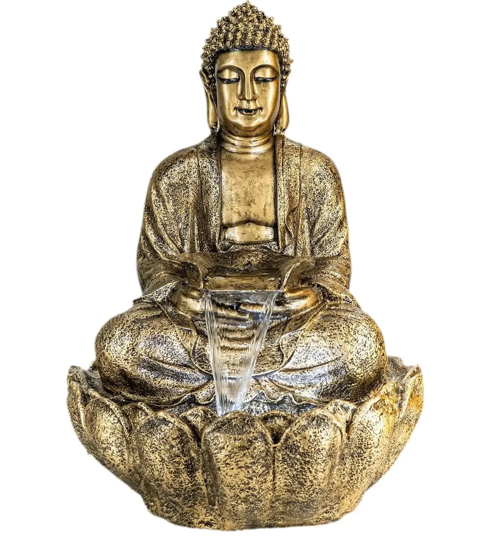 Gorgeous Golden Lotus Buddha Water Fountain for Home