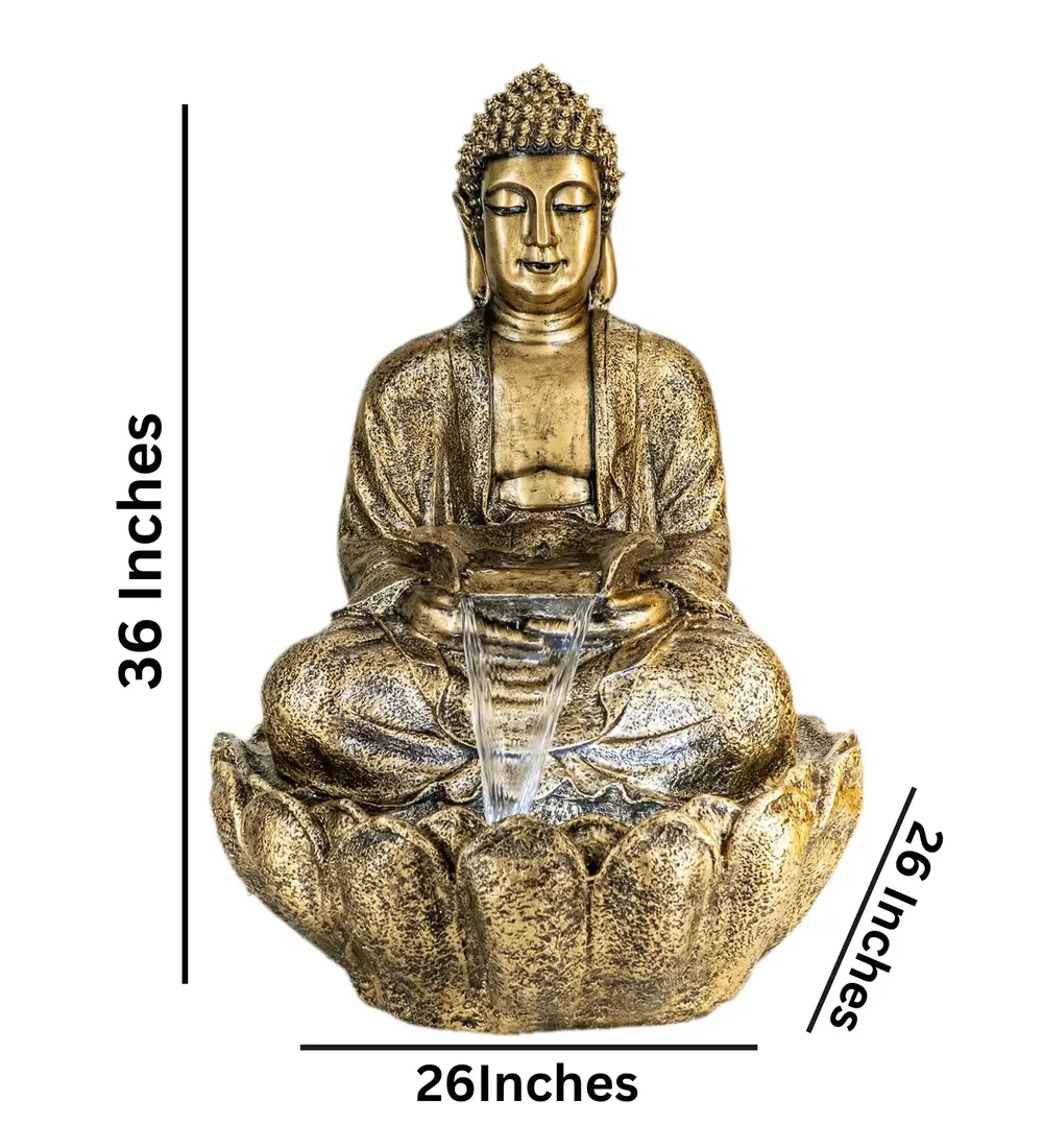 Gorgeous Golden Lotus Buddha Water Fountain for Home