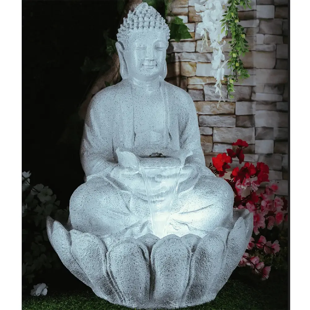 Gorgeous Grey Lotus Buddha Water Fountain for Home