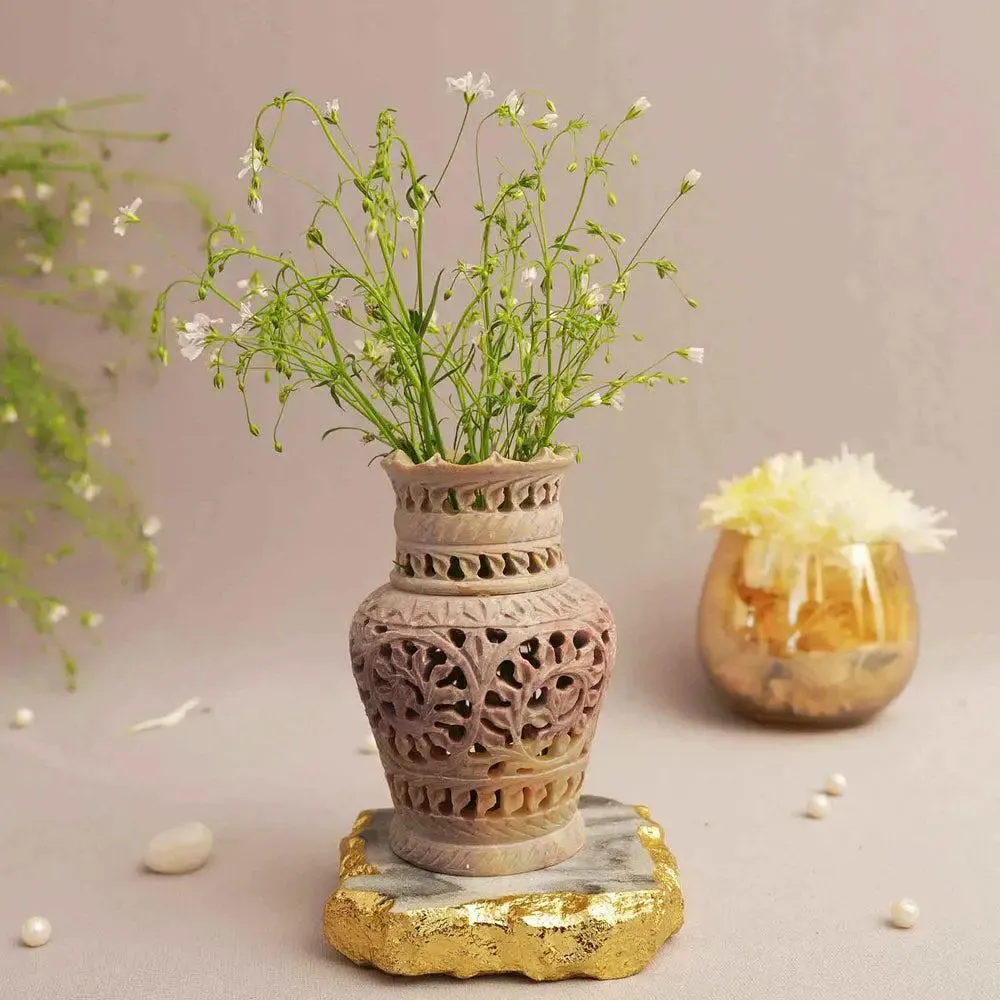 Gorgeous Handcrafted Soapstone Flower Vase
