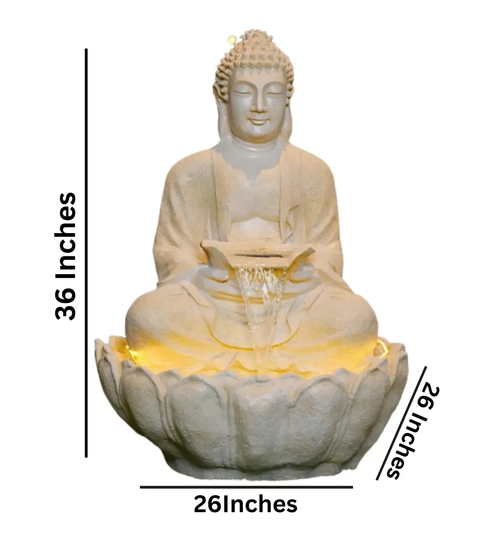 Gorgeous Ivory Lotus Buddha Water Fountain for Home