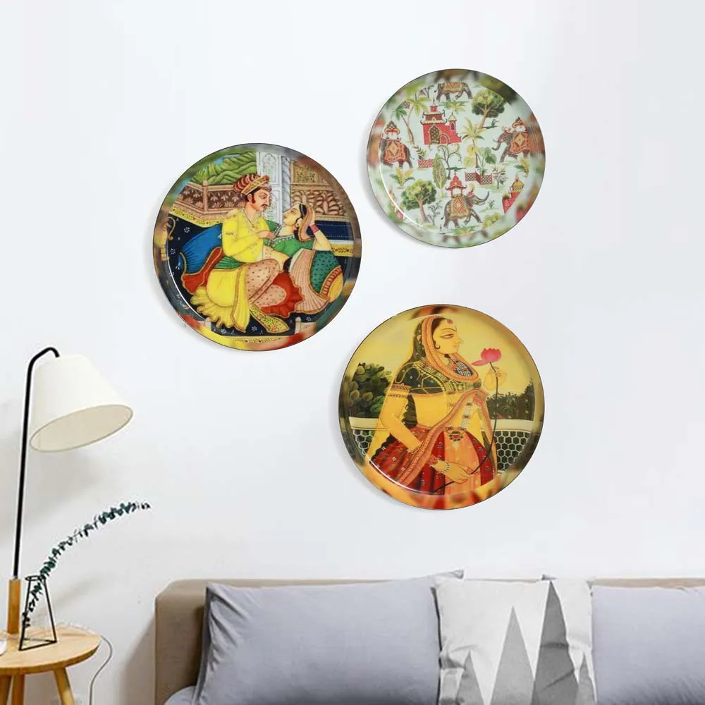 Gorgeous Mughal Majesty Metal Wall Plate Set of 3