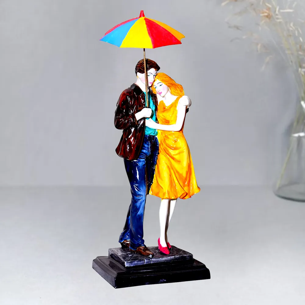 Gorgeous Multi-colored Umbrella Couple Miniature Table Accent