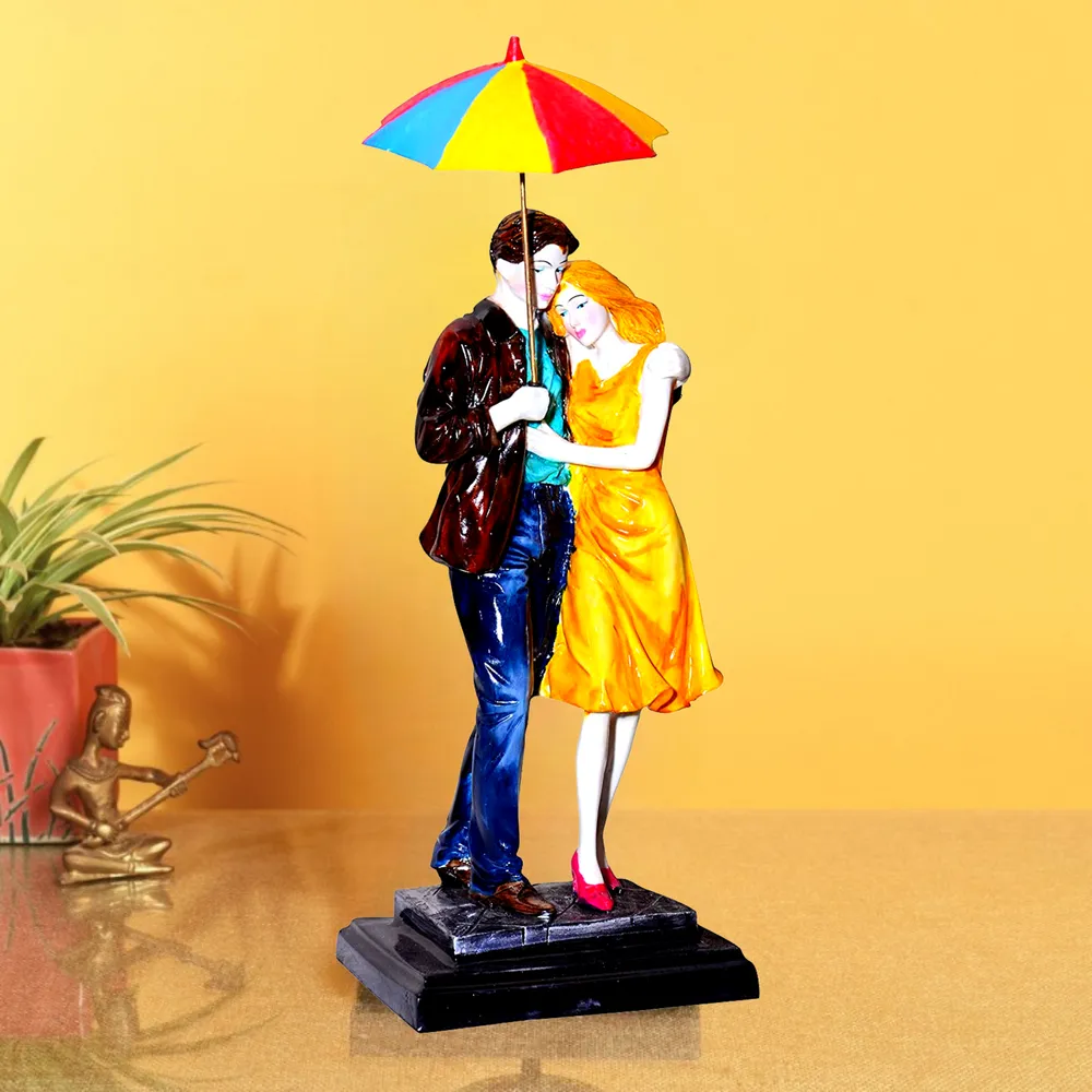 Gorgeous Multi-colored Umbrella Couple Miniature Table Accent