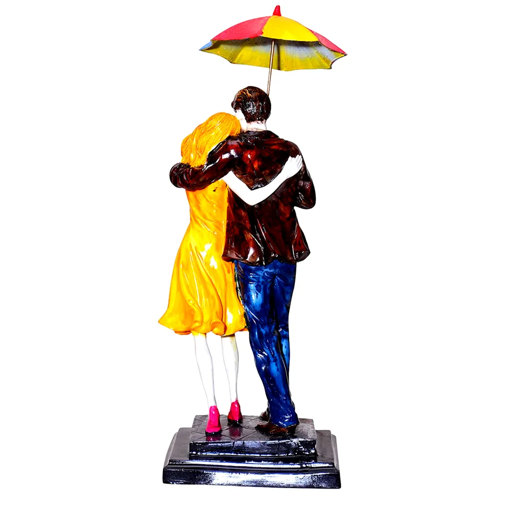 Gorgeous Multi-colored Umbrella Couple Miniature Table Accent