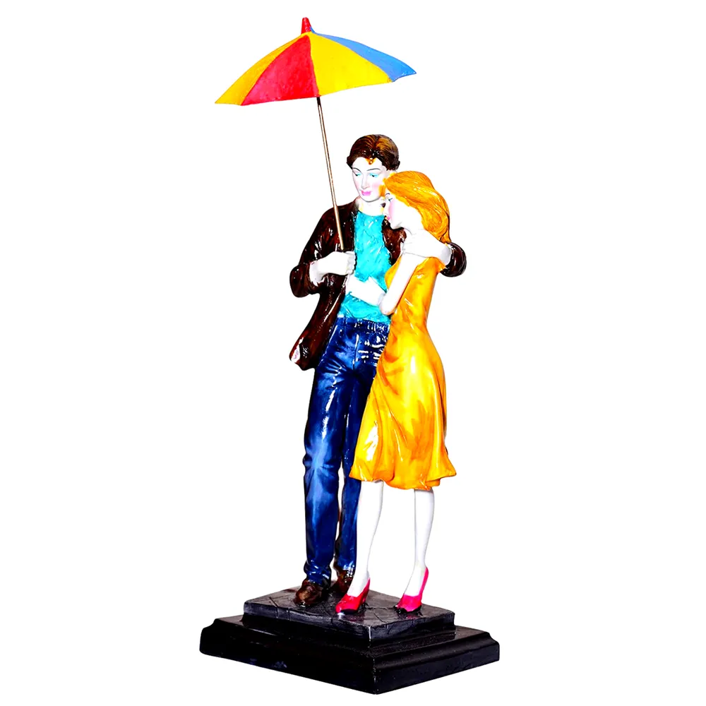 Gorgeous Multi-colored Umbrella Couple Miniature Table Accent