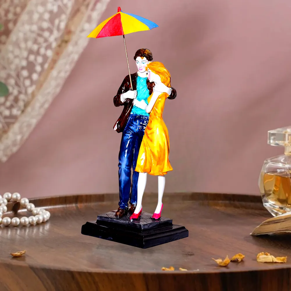 Gorgeous Multi-colored Umbrella Couple Miniature Table Accent