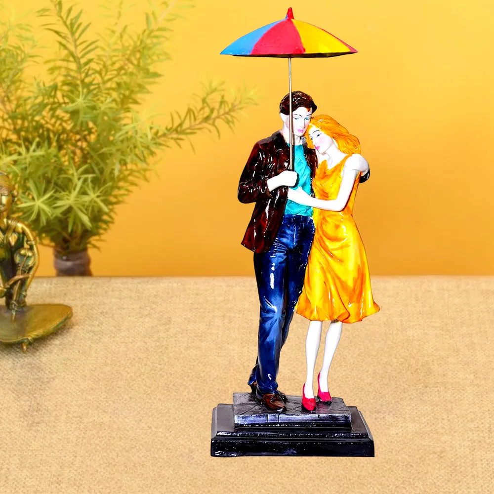 Gorgeous Multi-colored Umbrella Couple Miniature Table Accent