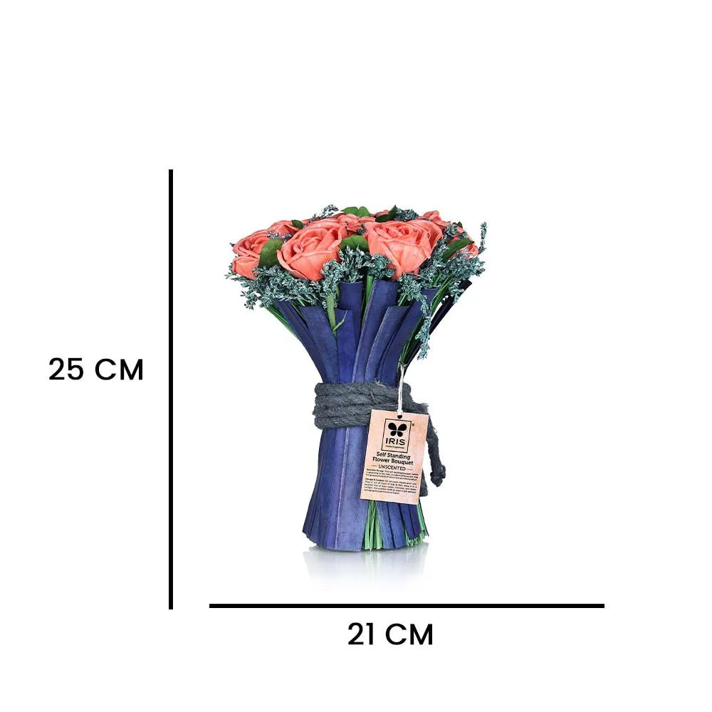 Gorgeous Peach Artificial Rose Self-Standing Flower Bouquet