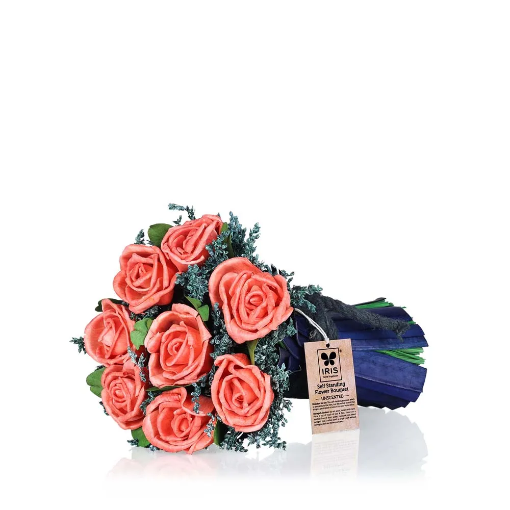 Gorgeous Peach Artificial Rose Self-Standing Flower Bouquet