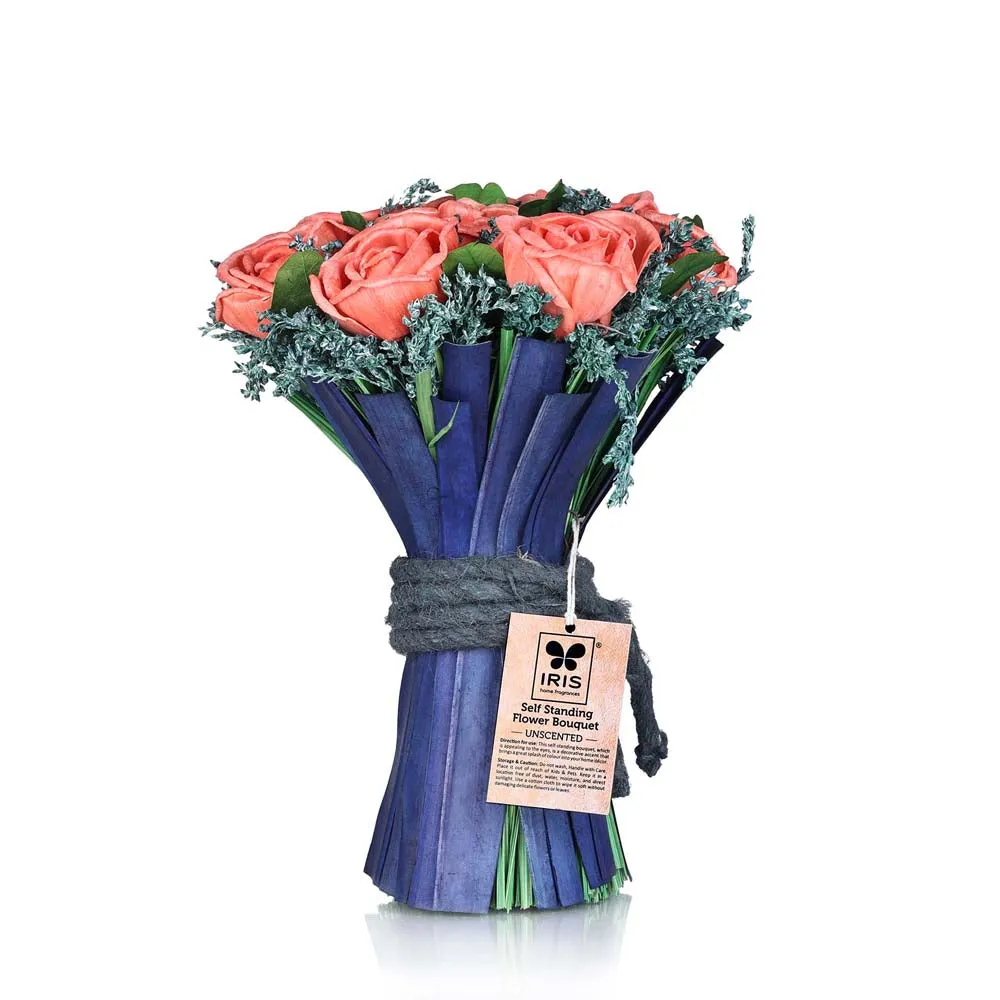 Gorgeous Peach Artificial Rose Self-Standing Flower Bouquet