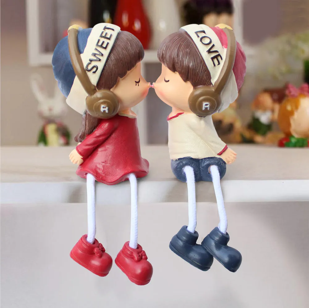 Gorgeous Pink & Brown Love Couple Figurine Valentine's Day Gift Set