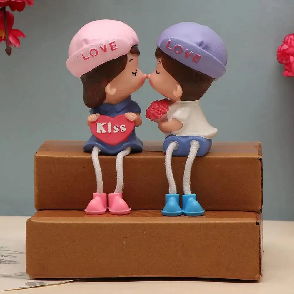 Gorgeous Pink & Purple Love Couple Figurine Valentine's Day Gift Set