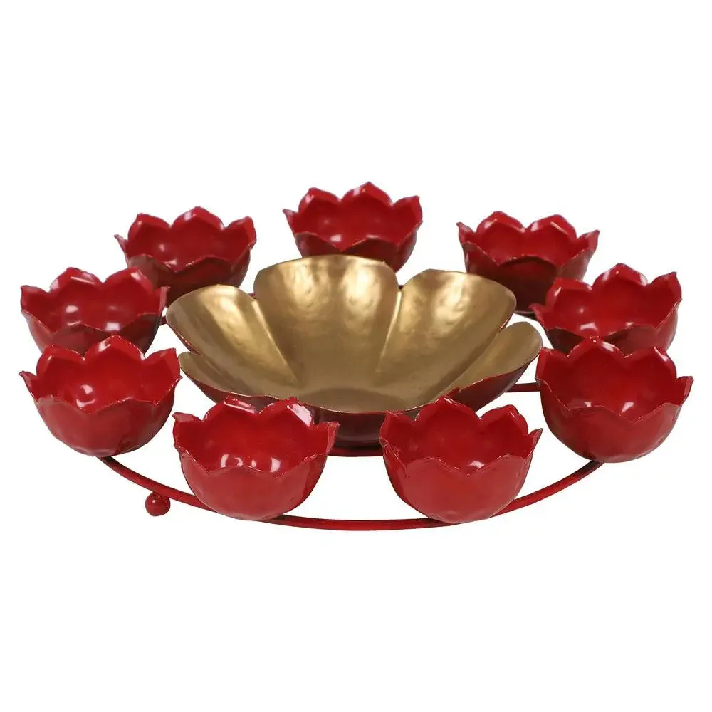 Gorgeous Red & Gold Crown-inspired Urli Bowl