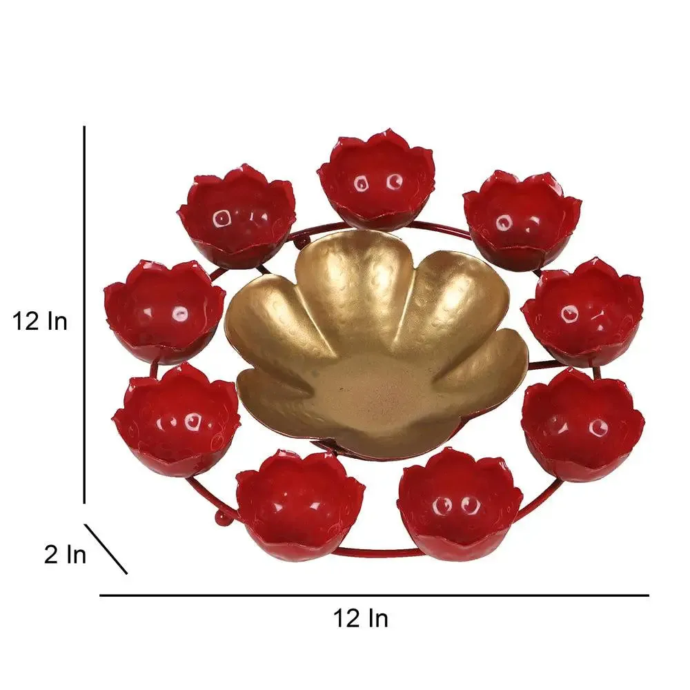 Gorgeous Red & Gold Crown-inspired Urli Bowl