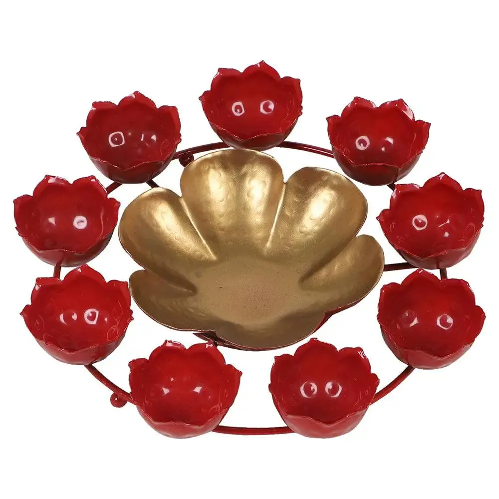 Gorgeous Red & Gold Crown-inspired Urli Bowl