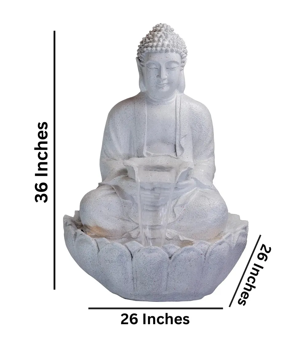 Gorgeous White Lotus Buddha Water Fountain for Home