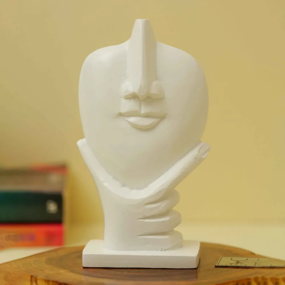 Gorgeous White Marble Dust Face-shaped Sunglasses / Jewellery Holder