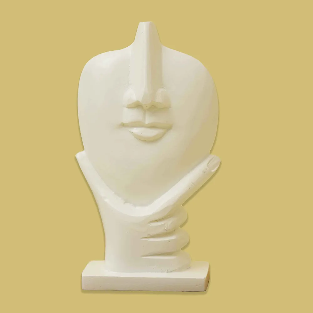 Gorgeous White Marble Dust Face-shaped Sunglasses / Jewellery Holder
