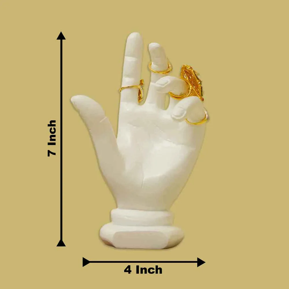 Gorgeous White Marble Dust Hand-shaped Jewellery Holder