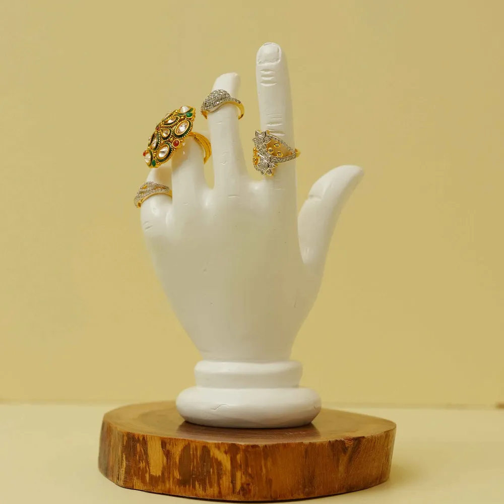 Gorgeous White Marble Dust Hand-shaped Jewellery Holder