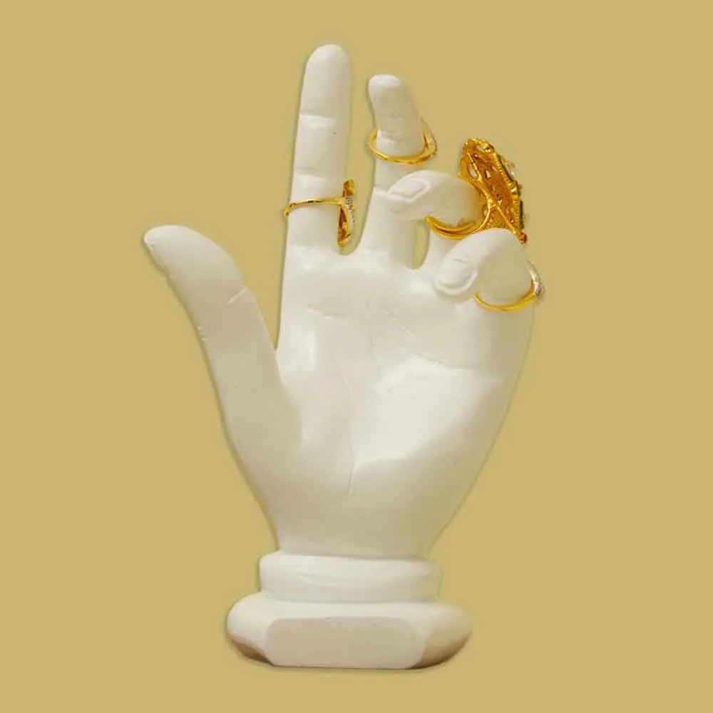 Gorgeous White Marble Dust Hand-shaped Jewellery Holder