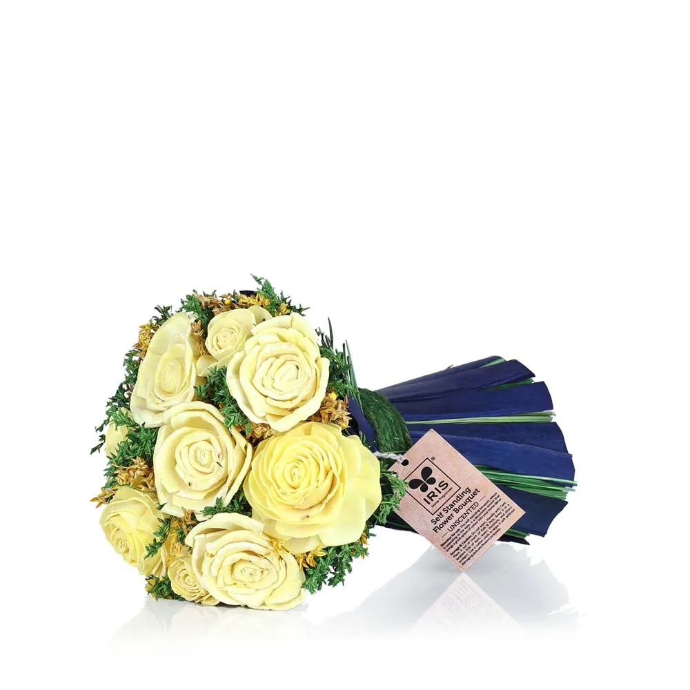 Gorgeous Yellow Artificial Rose Self-Standing Flower Bouquet