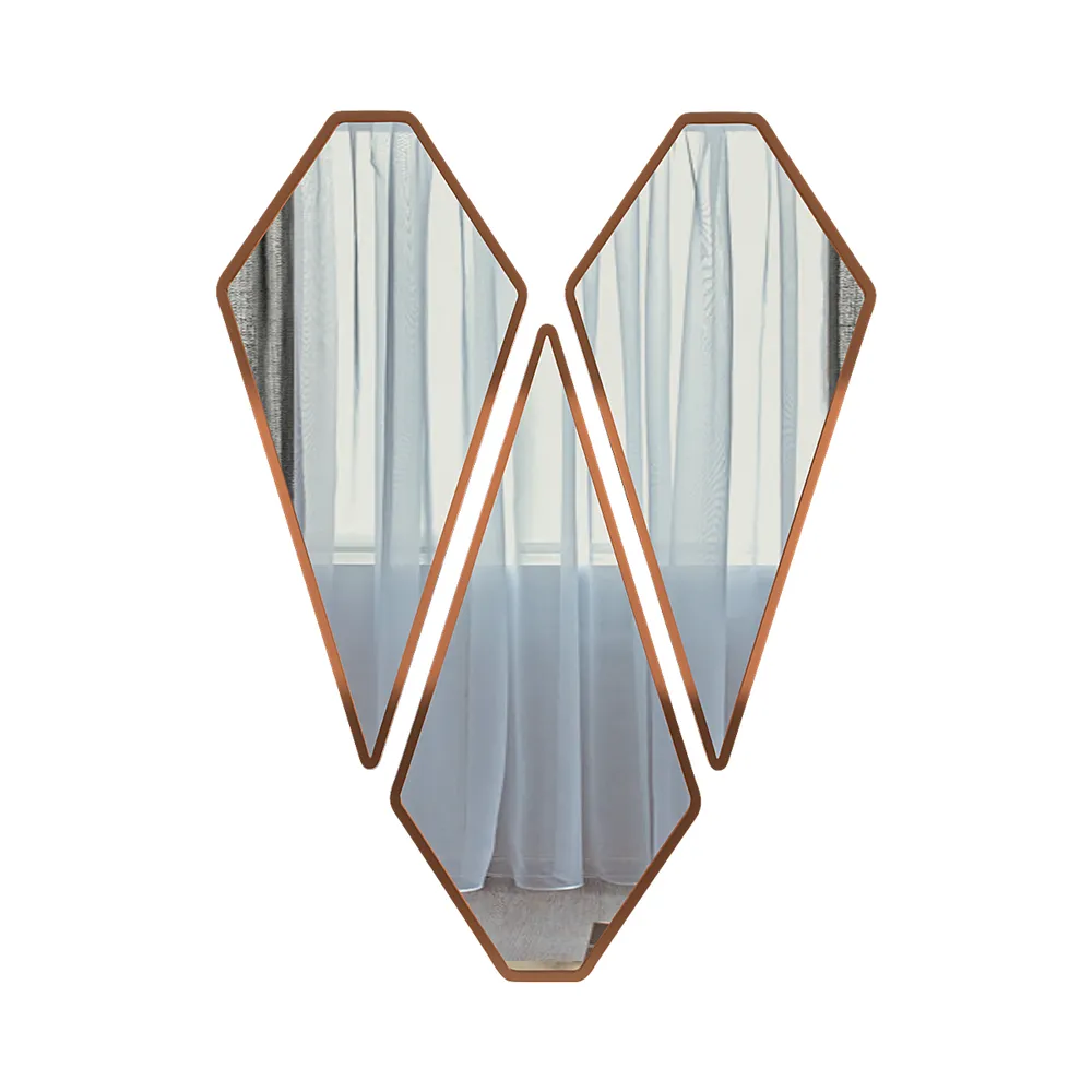 Graceful Diamond Cut Copper Finish Vanity Mirrors Set Of 3 Regular ( 78CM X 65CM )