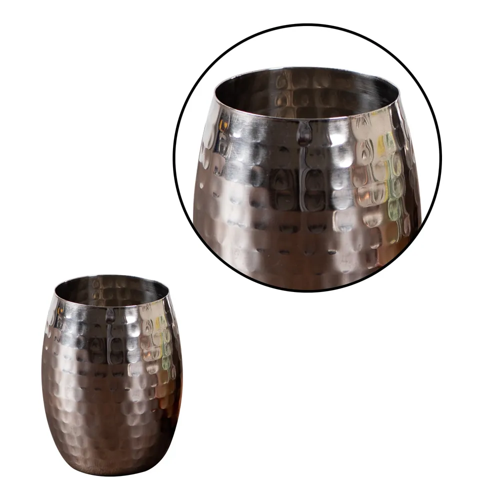 Graceful Silver Stainless Steel Wine Glasses Set Of 2