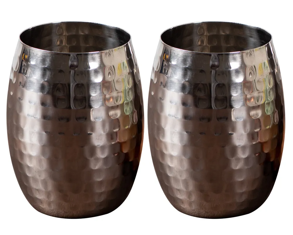 Graceful Silver Stainless Steel Wine Glasses Set Of 2