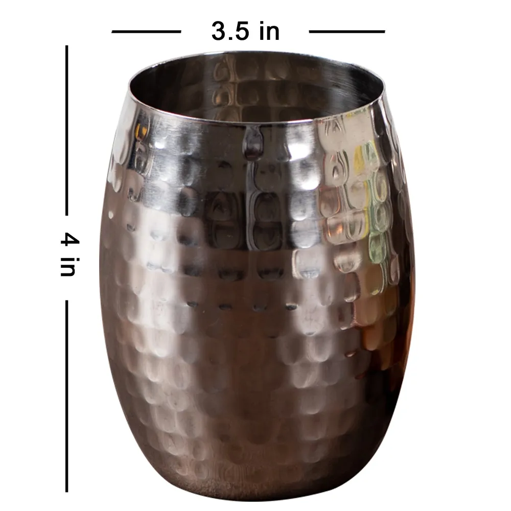 Graceful Silver Stainless Steel Wine Glasses Set Of 6