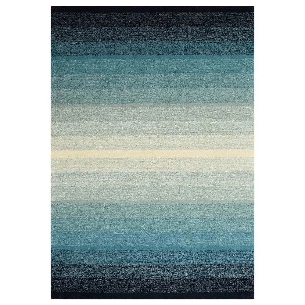 Gradient Effect Blue & White Coloured Hand Tufted Rectangular Wool Carpet 3X5