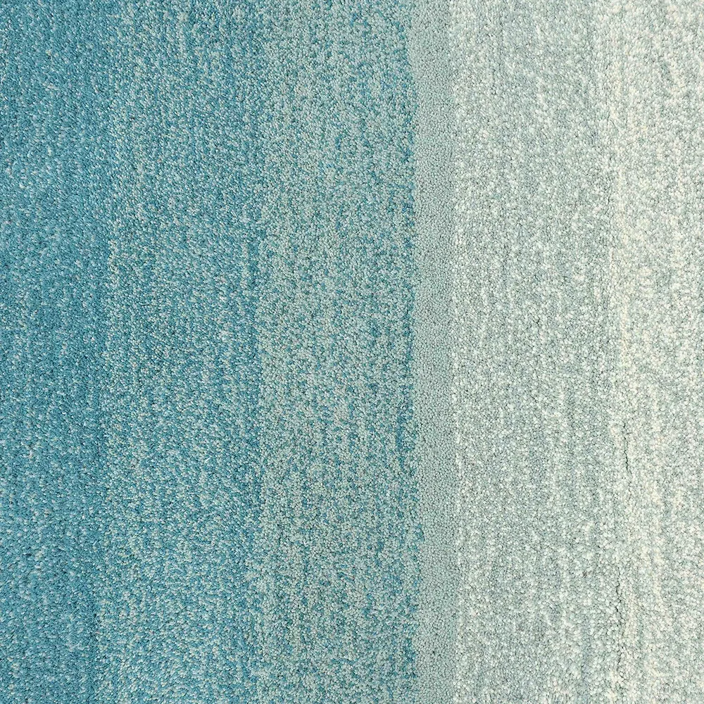 Gradient Effect Blue & White Coloured Hand Tufted Rectangular Wool Carpet 3X5