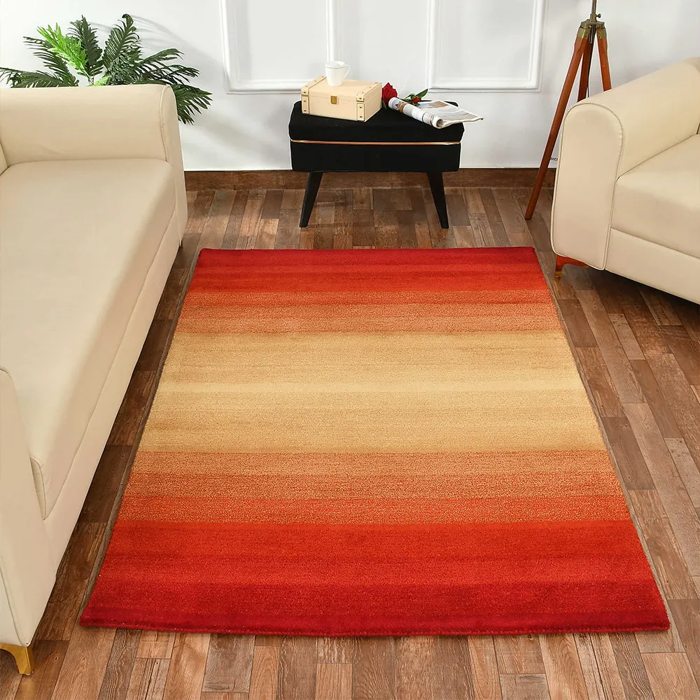 Gradient Effect Orange & Yellow Coloured Hand Tufted Rectangular Wool Carpet 3X5