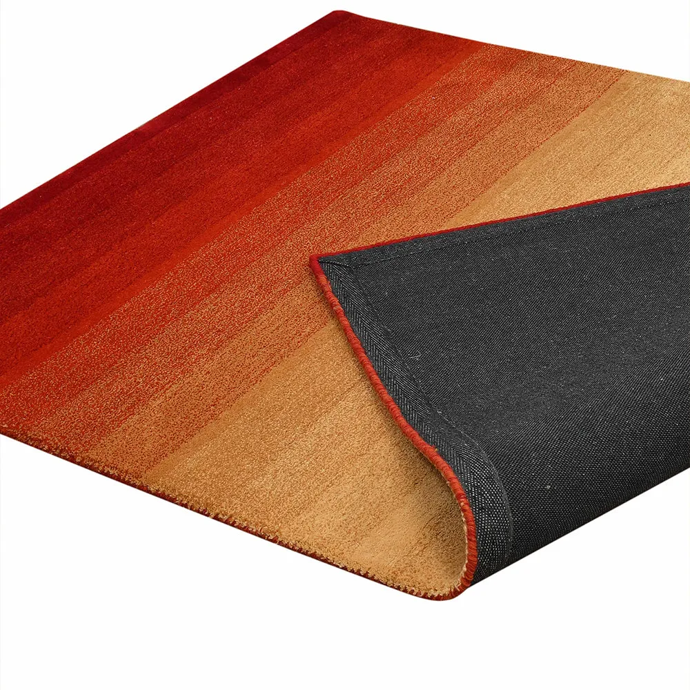 Gradient Effect Orange & Yellow Coloured Hand Tufted Rectangular Wool Carpet 3X5