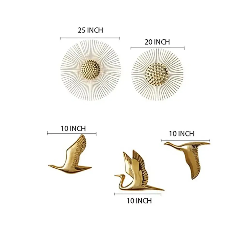 Grand Bird-inspired Metal Wall Art / Premium Wall Decor for Living Room- Golden