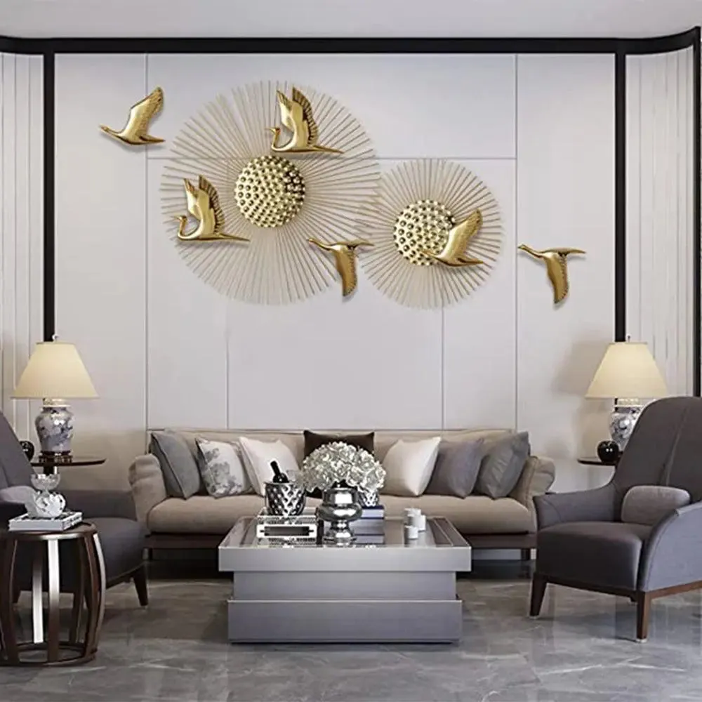 Grand Bird-inspired Metal Wall Art / Premium Wall Decor for Living Room- Golden