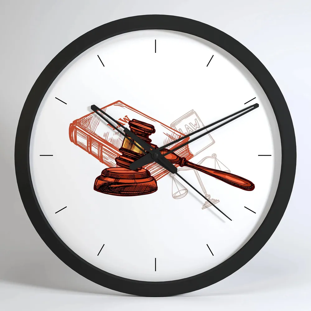 Graphical Wood Wall Clock for Lawyer's Office White